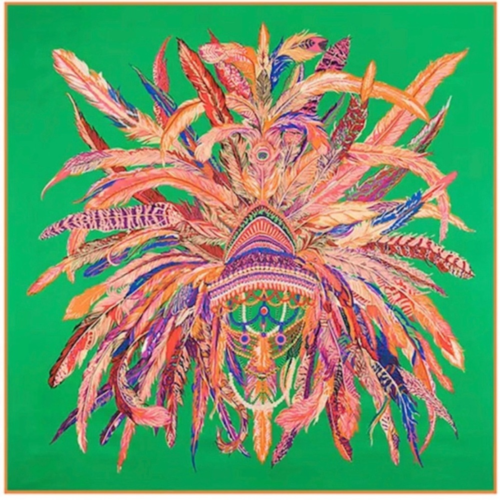 NWT 100% PURE SILK PRINT SQUARE SCARF BIG STOLEN SHAWL - Picture 12 of 12